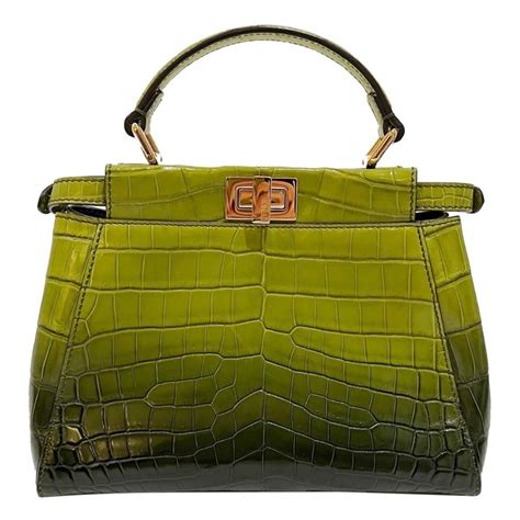 Fendi Green Gradient Crocodile Peekaboo Bag at 1stDibs